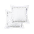 300 Thread Count Cotton Percale Wavy Stripe Embroidered Sham Cover Set