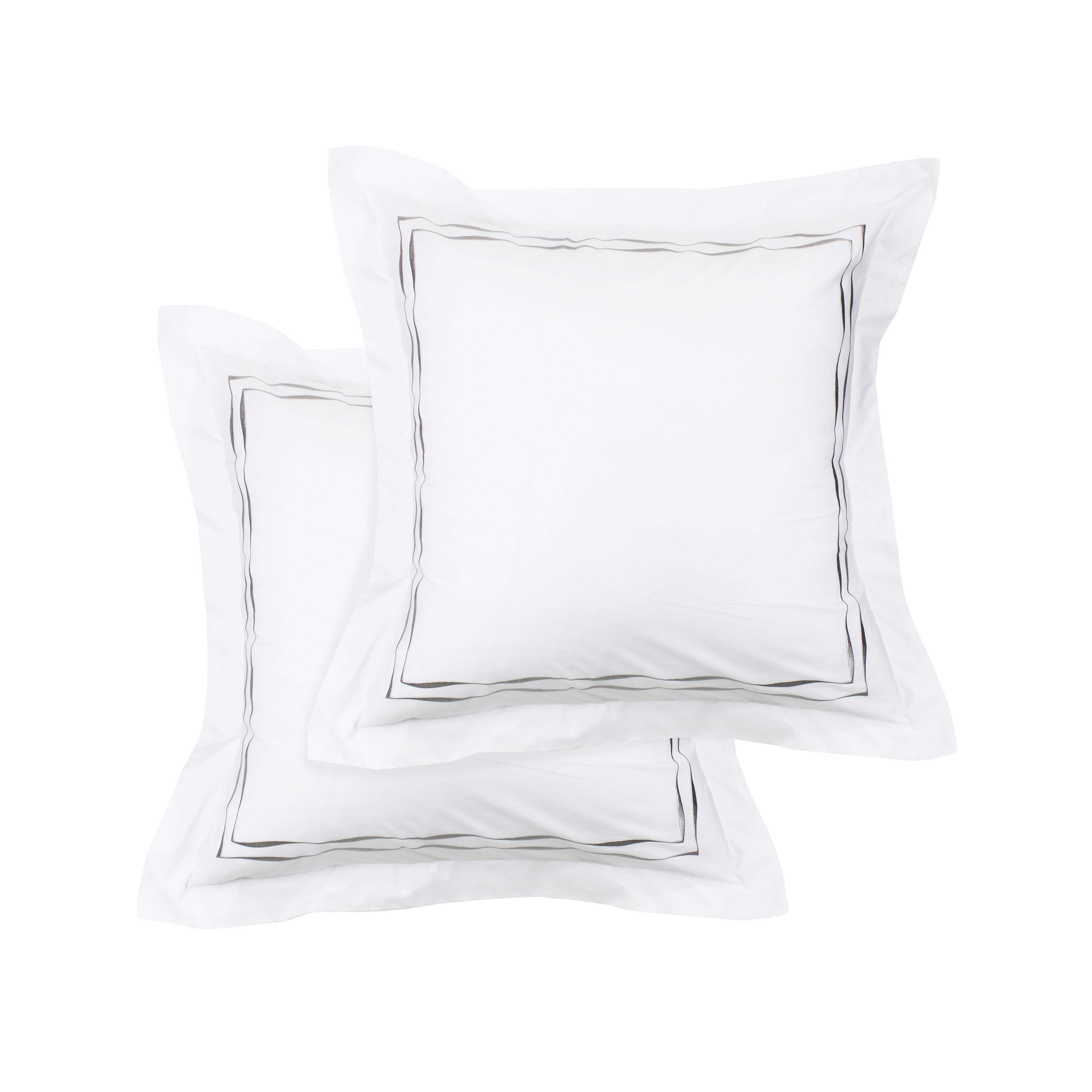 300 Thread Count Cotton Percale Wavy Stripe Embroidered Sham Cover Set