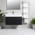 30 36 48 Plywood Water Resistant Wall Mounted Bathroom Vanity Combo With Soft Close Doors And Storage Rack