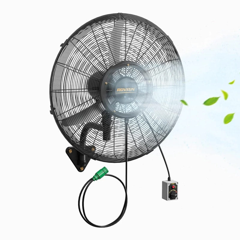 30 130W 110V Wall Mount Misting Fan With 4 Speed Setting