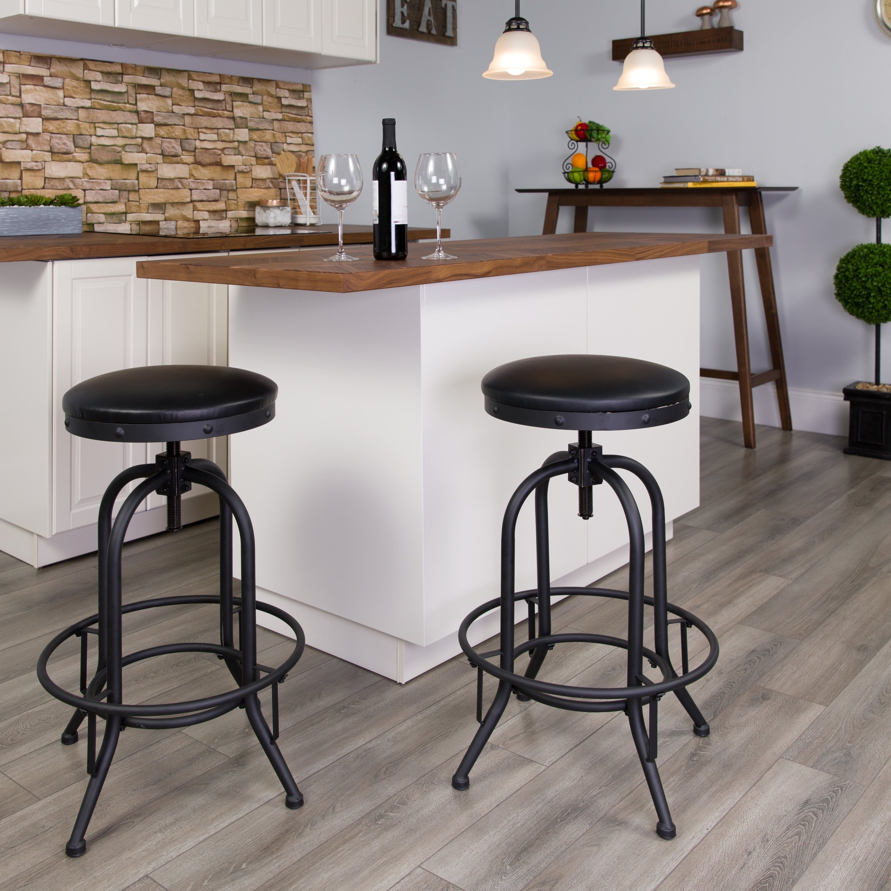 Carbon Loft Bradshaw 30 Inch Barstool With Swivel Lift Leather Seat