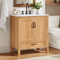 30 Bathroom Vanity With Ceramic Sink Top Soft Close Double Doors Bottom Drawer Adjustable Interior Shelf
