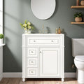 30 Bathroom Vanity With Ceramic Sink Freestanding Cabinet With Soft Close Door Adjustable Shelf 2 Drawers Tip Out Storage