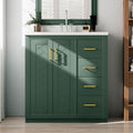 30 Bathroom Vanity With Ceramic Sink Freestanding Storage Cabinet With Solid Wood Frame 3 Drawers Soft Close Doors