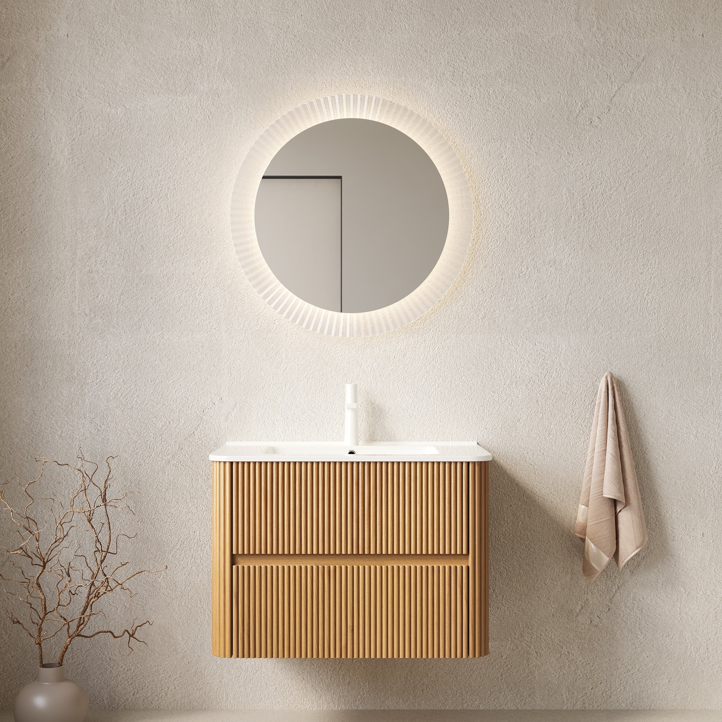 30 Bathroom Vanity With Sink Wall Mounted Floating Plywood Striped Bathroom Storage Cabinet With 2 Drawers