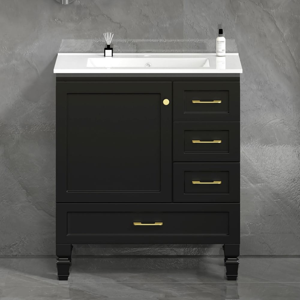 30 Bathroom Vanity. Abundant Storage Cabinet 1 Soft Close Doors And 3 Drawers
