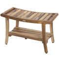 30 Ecodecors Earthyteak Harmony Solid Teak Shower Bench With Shelf And Liftaide Arms Earthyteak Finish