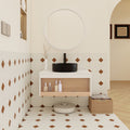 30 Floating Bathroom Vanity With Round Vessel Sink Wall Mounted Vanity With Open Shelf Storage Space Saving Modern Design
