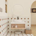 30 Floating Bathroom Vanity With Round Vessel Sink Wall Mounted Vanity With Open Shelf Storage Space Saving Modern Design