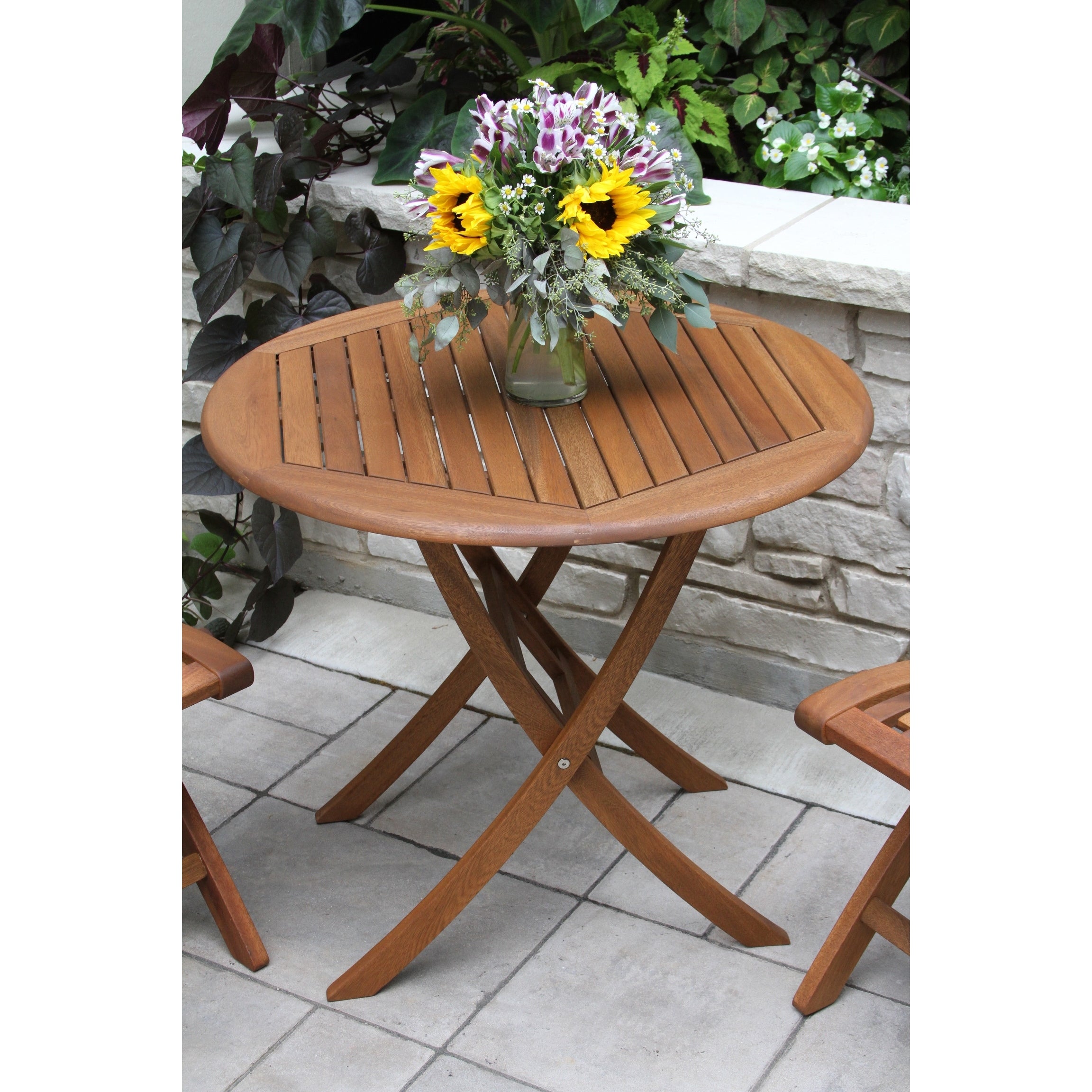 Havenside Home Eilaf 30 Inch Folding Eucalyptus Bistro Table