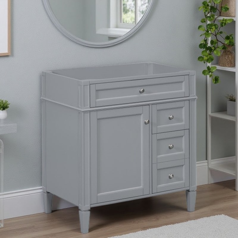30 Freestanding Bathroom Vanity Cabinet No Sink Included With 2 Drawers Tip Out Drawer Adjustable Shelf