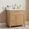 30 Freestanding Bathroom Vanity With Sink Flip Out Drawer Soft Close Drawers Door Gold Accent Handles
