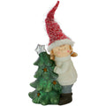 30 Green And Red Girl Hugging A Tree Christmas Tabletop Decoration