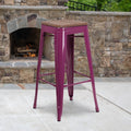 30 High Backless Barstool With Square Wood Seat
