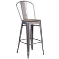 30 High Barstool With Back And Wood Seat