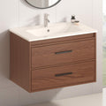 30 Mdf Water Resistant Wall Mounted Bathroom Vanity With 2 Soft Close Drawers And Ceramic Sink