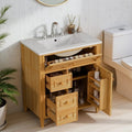30 Modern Bathroom Vanity With Ceramic Sink Freestanding Cabinet With Flip Out Top Drawer 1 Soft Close Door 2 Drawers