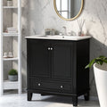 30 Modern Bathroom Vanity With Ceramic Sink Freestanding Storage Cabinet With 2 Doors 1 Drawer Adjustable Shelf