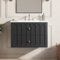 30 Modern Floating Bathroom Vanity With Oval Knobs Round Edge Soft Close Drawer Slides Bathroom Cabinet With Ceramic Sink