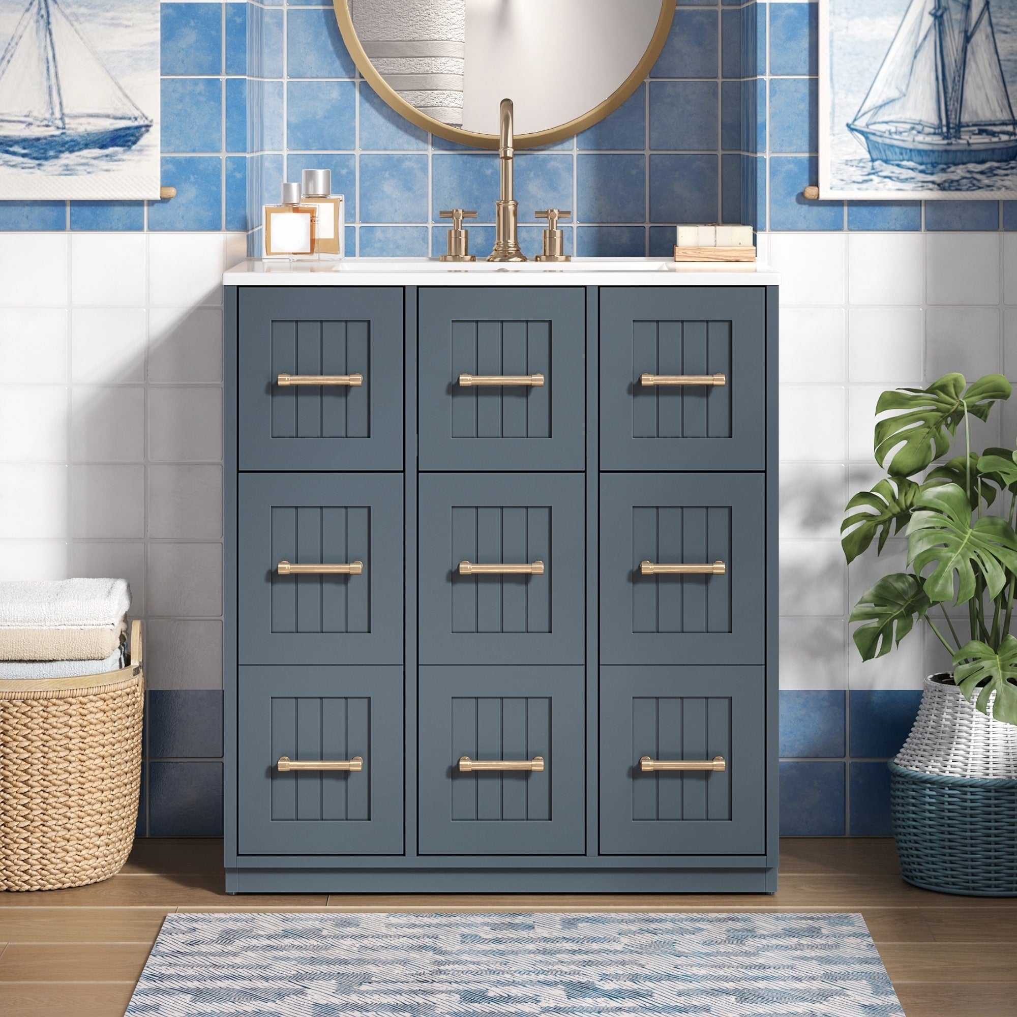 30 Painted Bathroom Vanity W Undermount Sink Soft Close Doors Tip Out Drawer For Extra Storage