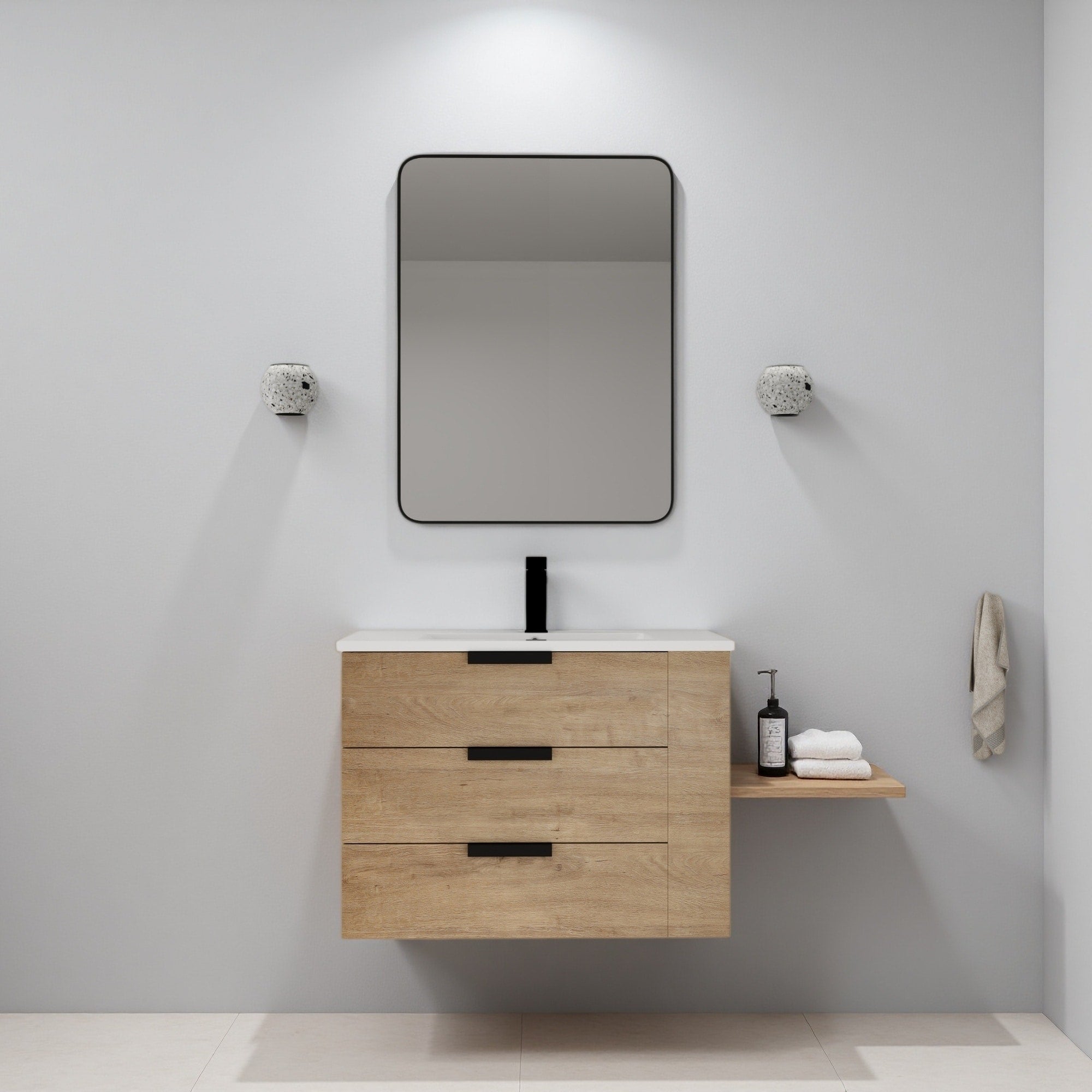 30 Plywood Water Resistant Bathroom Vanity With Resin Sink Soft Close Drawer