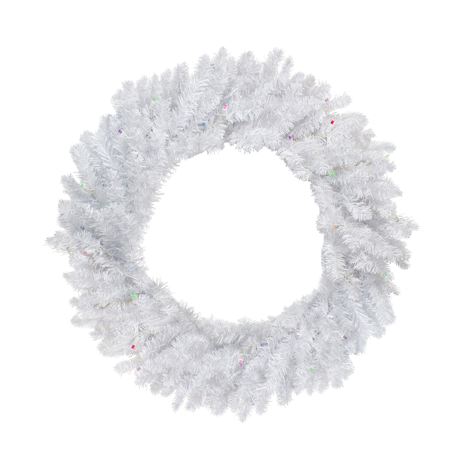 30 Pre Lit Led Snow White Christmas Wreath Multi Lights