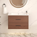 30 Reddish Brown Wall Mounting Bathroom Vanity Soft Close 2 Drawer