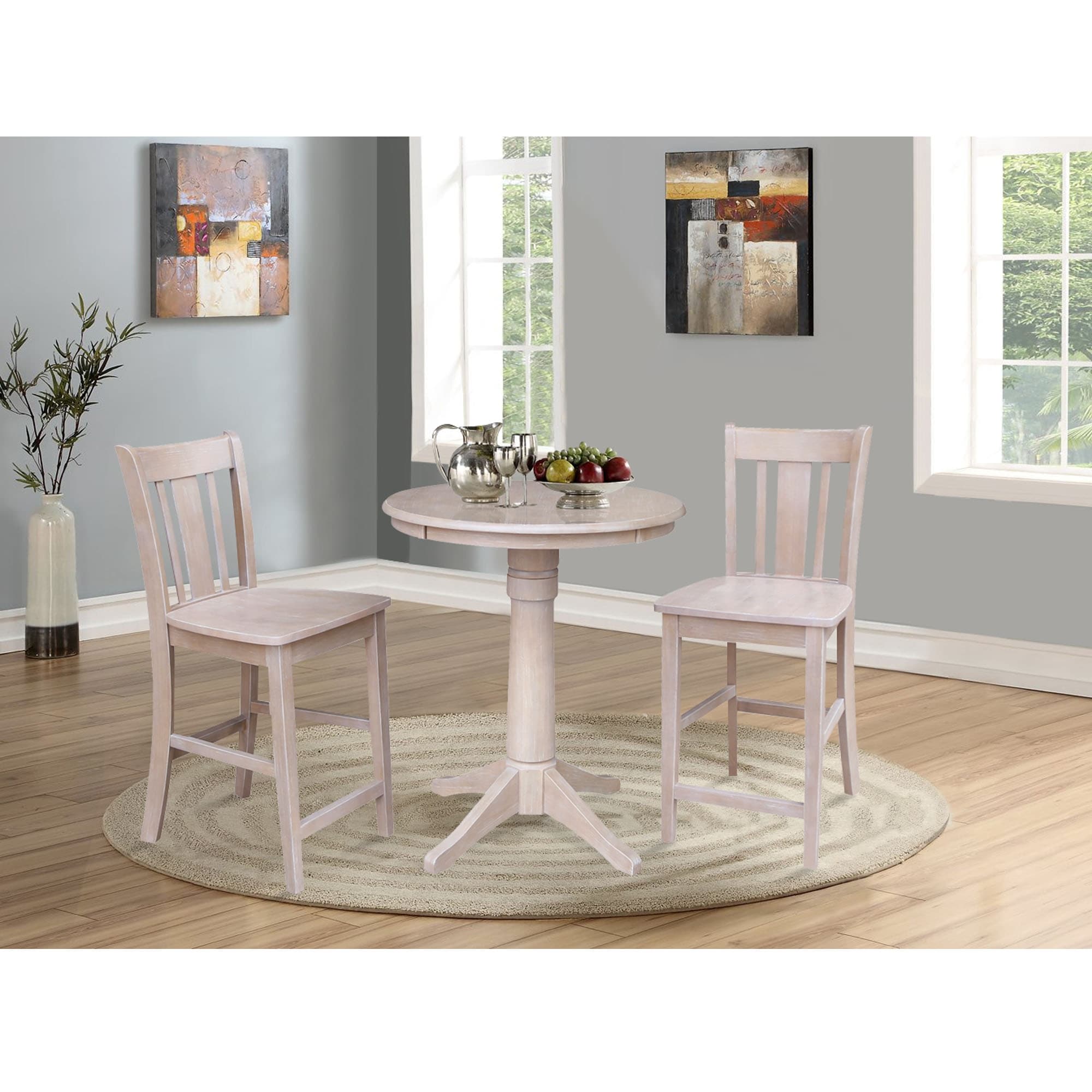 30 Round Counter Height Table 2 San Remo Stools In Gray Set Of 3