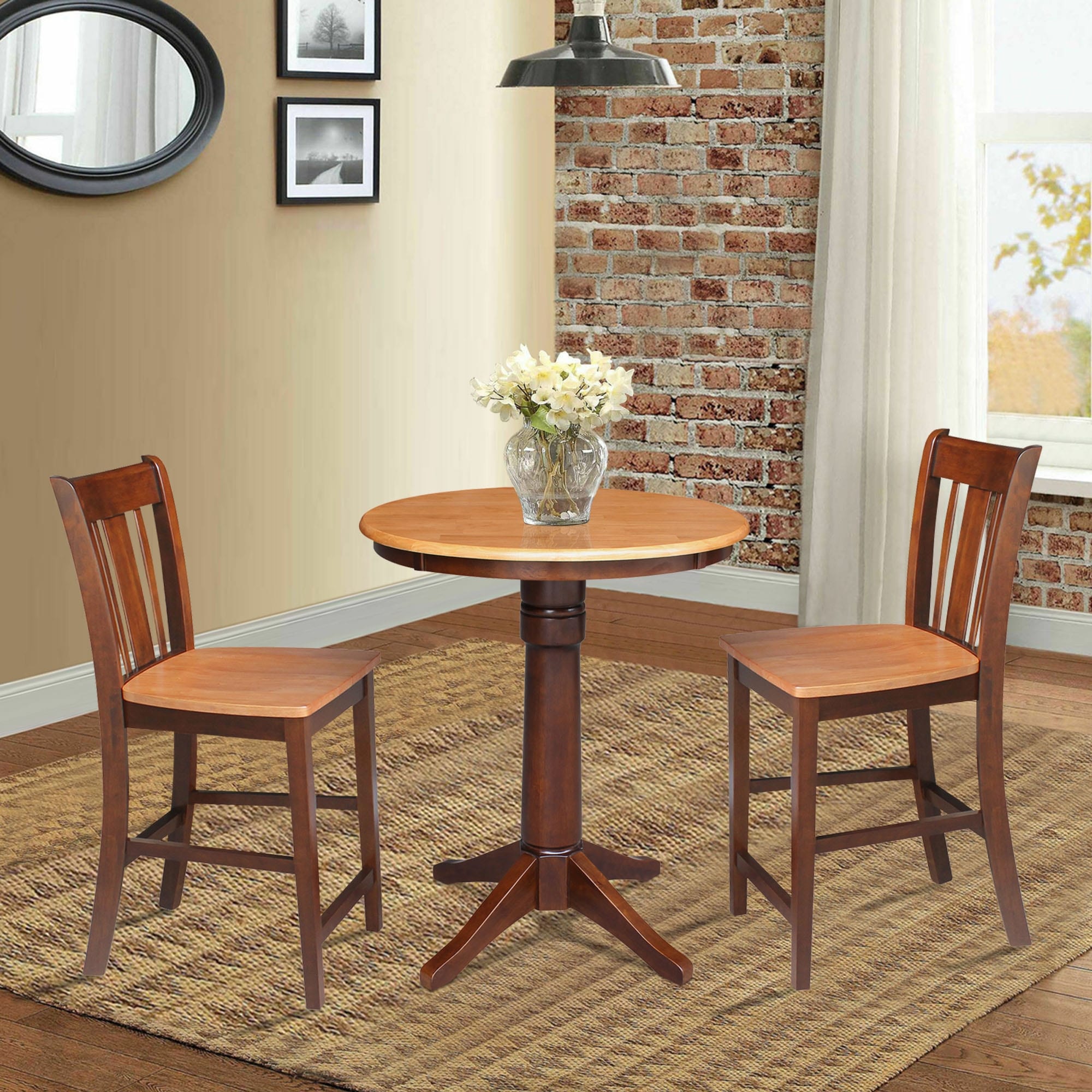 30 Round Counter Height Table With 2 San Remo Stools 3 Piece Set