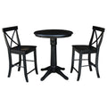 30 Round Counter Height Table With 2 X Back Stools 3 Piece Set