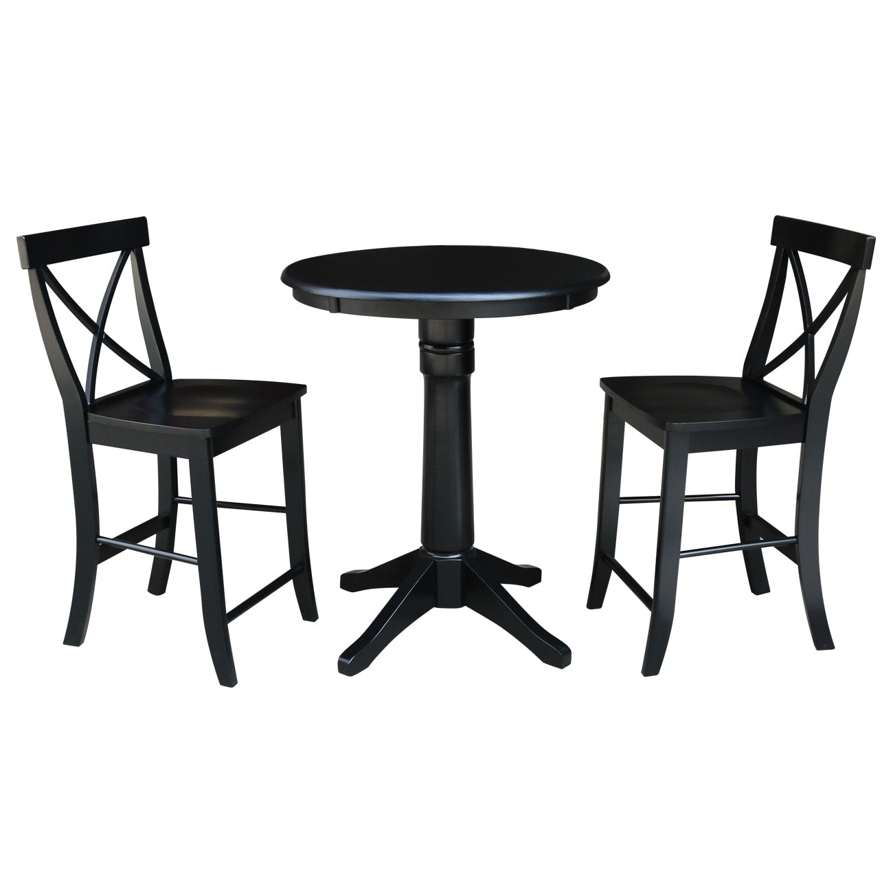 30 Round Counter Height Table With 2 X Back Stools 3 Piece Set