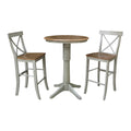 30 Round Pedestal Bar Height Table With 2 X Back Bar Height Stools Set Of 3 Pieces