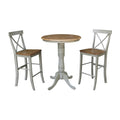 30 Round Pedestal Bar Height Table With 2 X Back Bar Height Stools Set Of 3 Pieces
