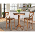 30 Round Pedestal Bar Height Table With 2 X Back Barheight Stools 3 Piece Set