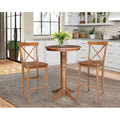 30 Round Pedestal Bar Height Table With 2 X Back Barheight Stools 3 Piece Set