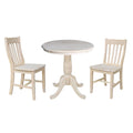 30 Round Pedestal Dining Table With 2 Cafe Chairs Unfinished 3 Piece Set