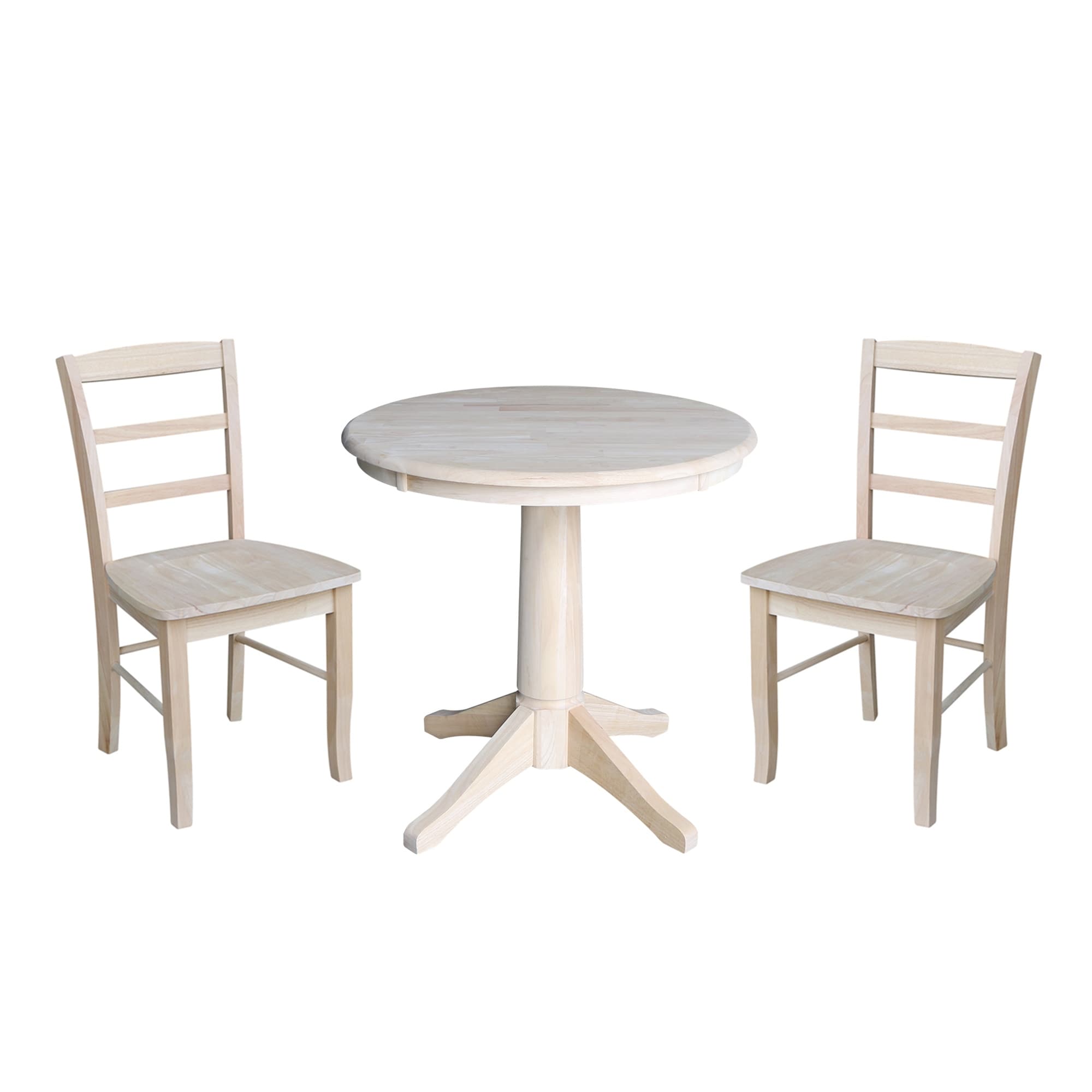 30 Round Pedestal Dining Table With 2 Madrid Chairs