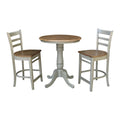 30 Round Pedestal Gathering Height Table With 2 Emily Counter Height Stools Set Of 3 Pieces