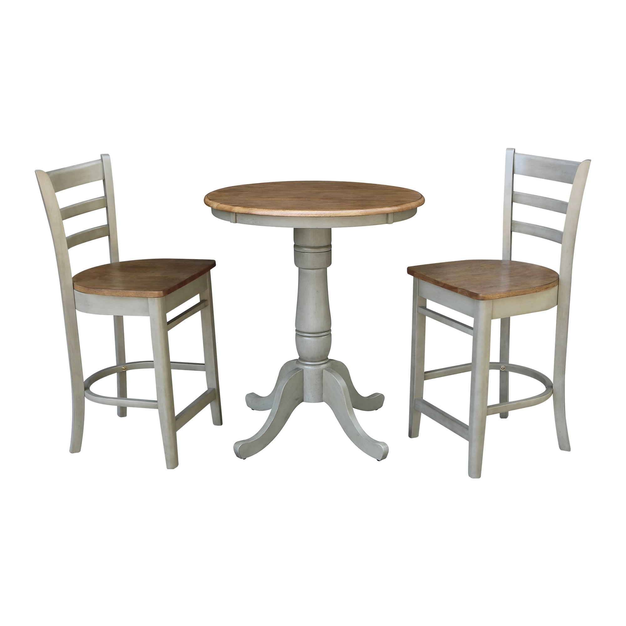 30 Round Pedestal Gathering Height Table With 2 Emily Counter Height Stools Set Of 3 Pieces
