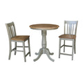 30 Round Pedestal Gathering Height Table With 2 San Remo Counter Height Stools Set Of 3 Pieces