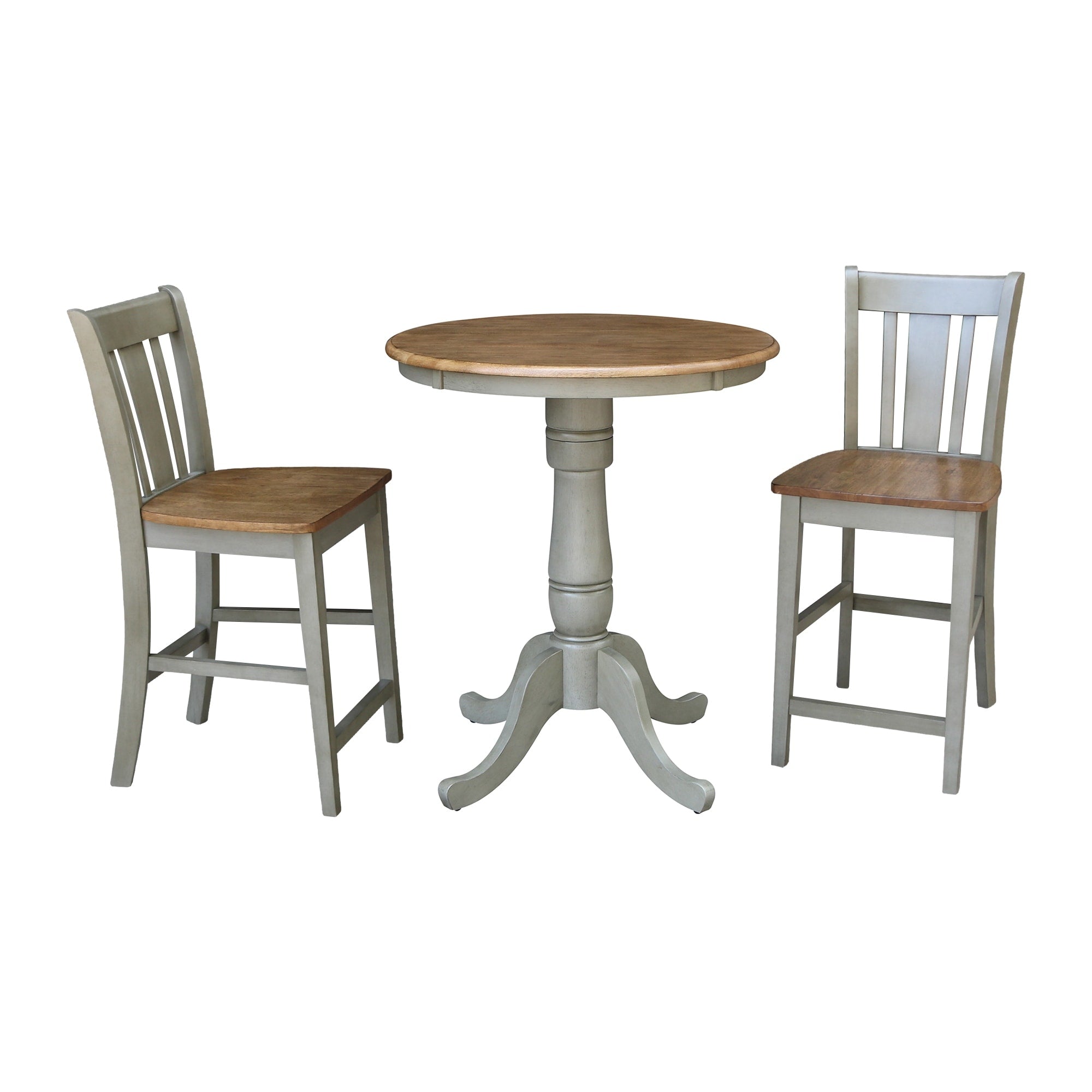 30 Round Pedestal Gathering Height Table With 2 San Remo Counter Height Stools Set Of 3 Pieces