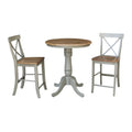 30 Round Pedestal Gathering Height Table With 2 X Back Counter Height Stools Set Of 3 Pieces