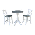 30 Round Pedestal Gathering Height Table With 2 X Back Counter Height Stools Set Of 3 Pieces