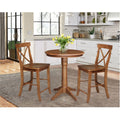 30 Round Pedestal Gathering Height Table With 2 X Back Counter Height Stools 3 Piece Set