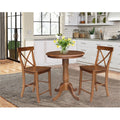 30 Round Pedestal Gathering Height Table With 2 X Back Counter Height Stools 3 Piece Set