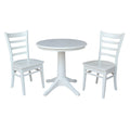 30 Round Top Pedestal Table With 2 Emily Chairs