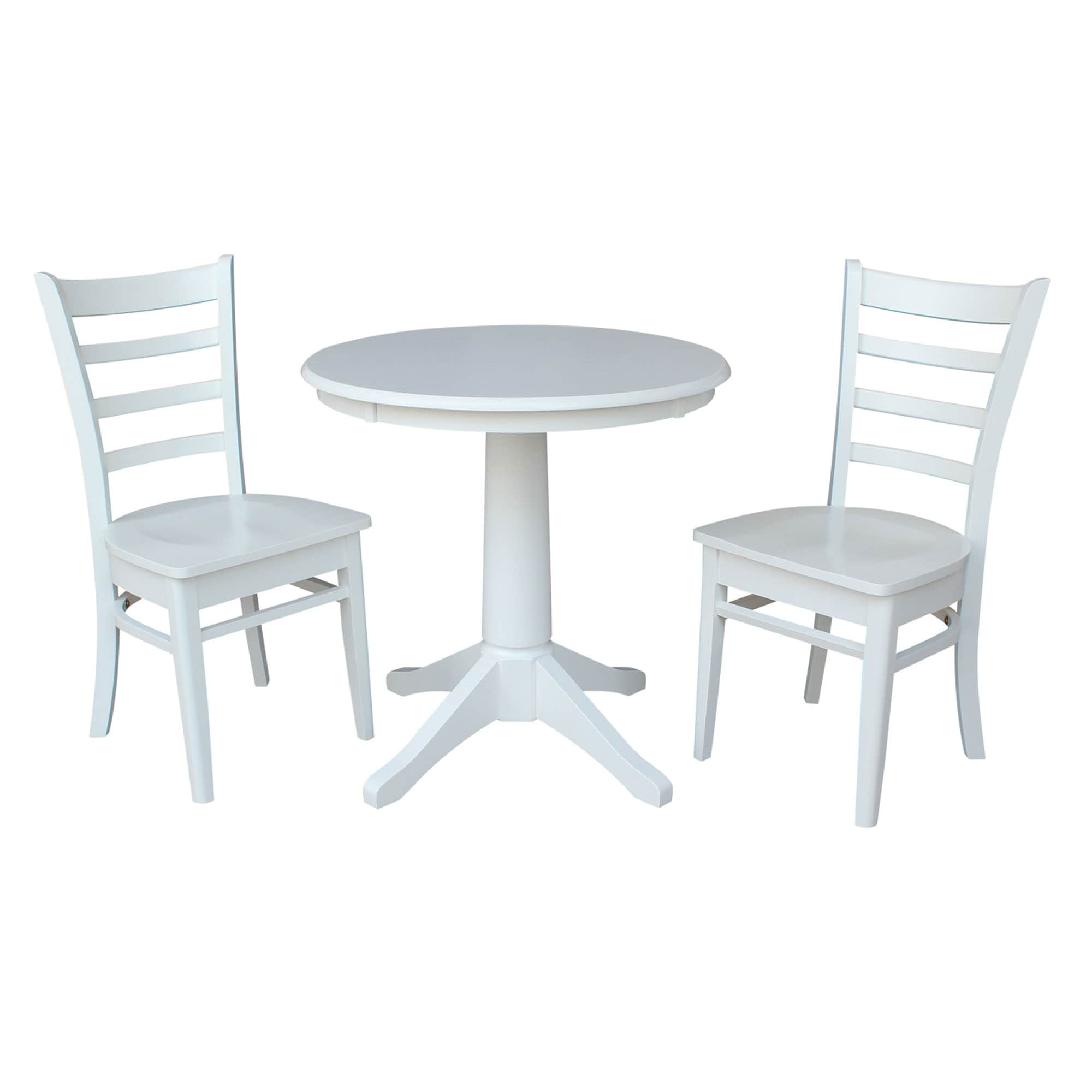 30 Round Top Pedestal Table With 2 Emily Chairs