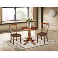30 Round Top Pedestal Table With 2 Chairs Espresso