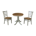 30 Round Top Pedestal Table With 2 Emily Chairs Set Of 3 Pieces
