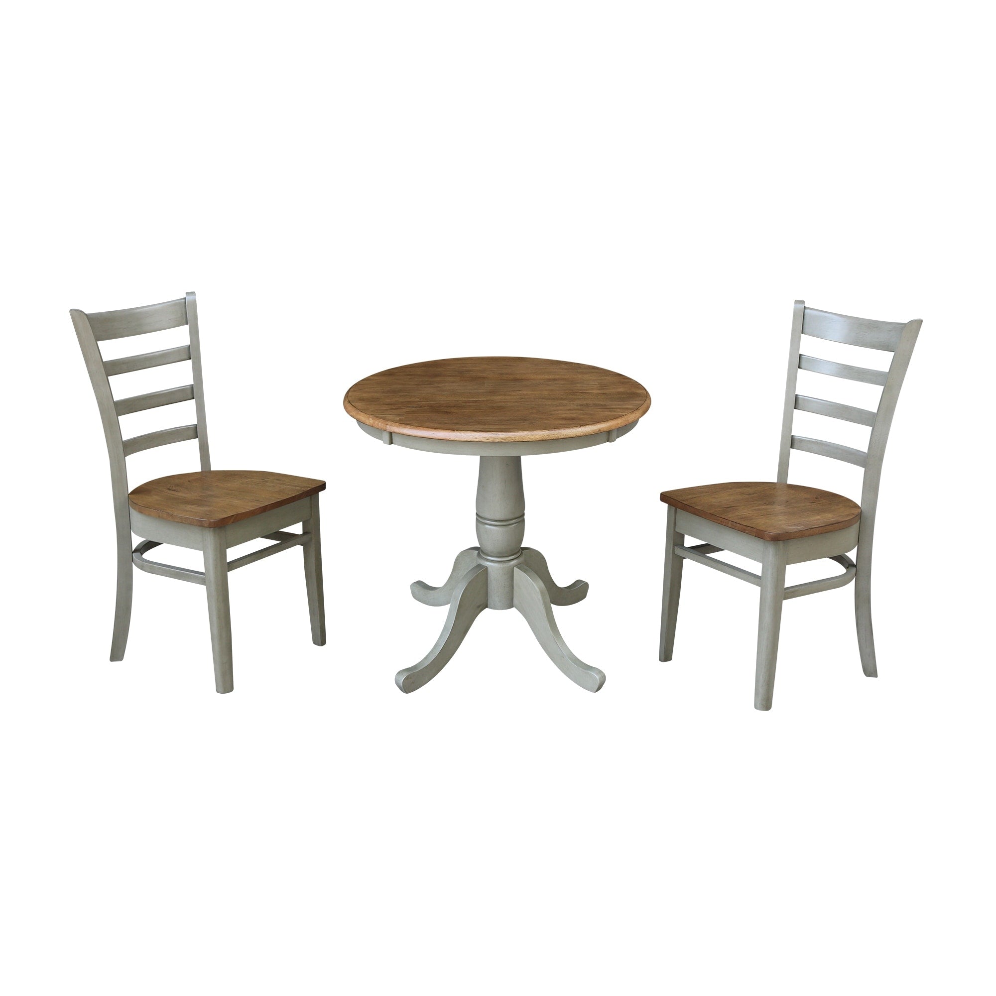 30 Round Top Pedestal Table With 2 Emily Chairs Set Of 3 Pieces